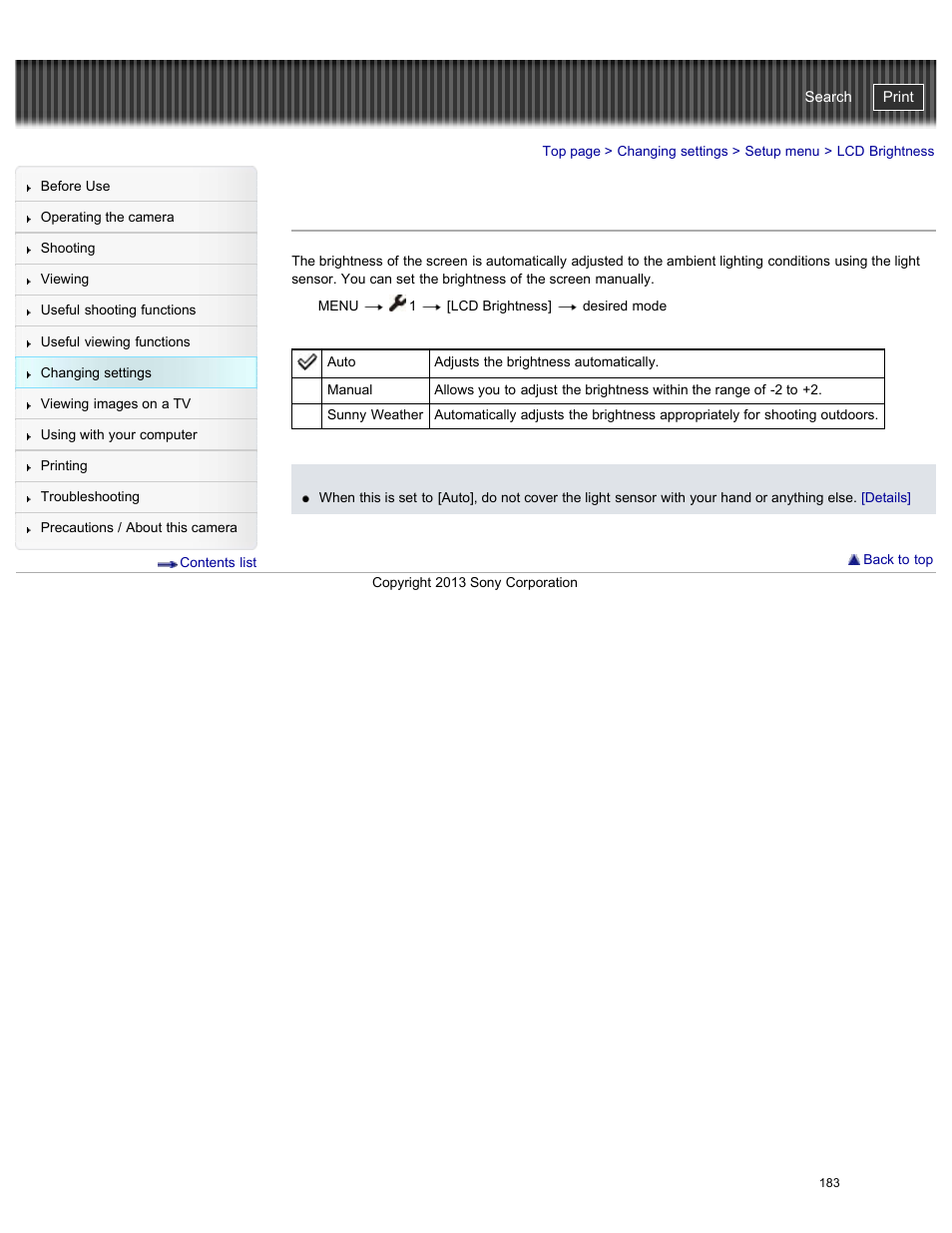 Lcd brightness, Cyber-shot user guide | Sony DSC-RX100M2 User Manual | Page 192 / 269