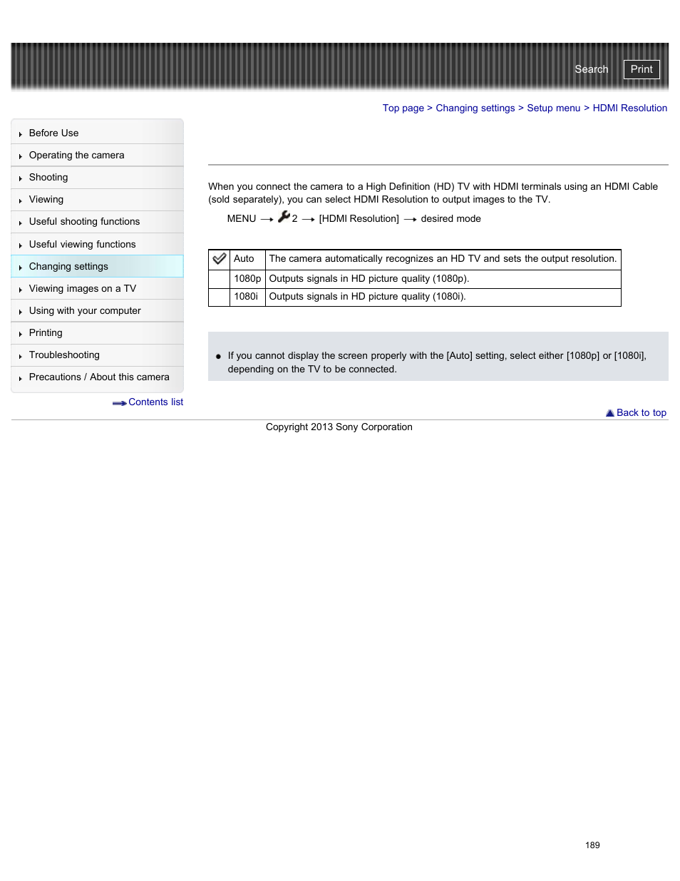 Hdmi resolution, Cyber-shot user guide | Sony DSC-RX100M2 User Manual | Page 198 / 269