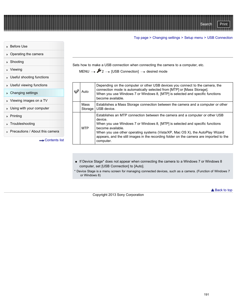 Usb connection, Cyber-shot user guide | Sony DSC-RX100M2 User Manual | Page 200 / 269