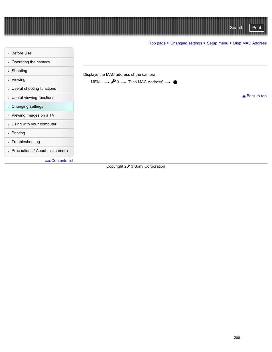 Disp mac address, Cyber-shot user guide | Sony DSC-RX100M2 User Manual | Page 209 / 269