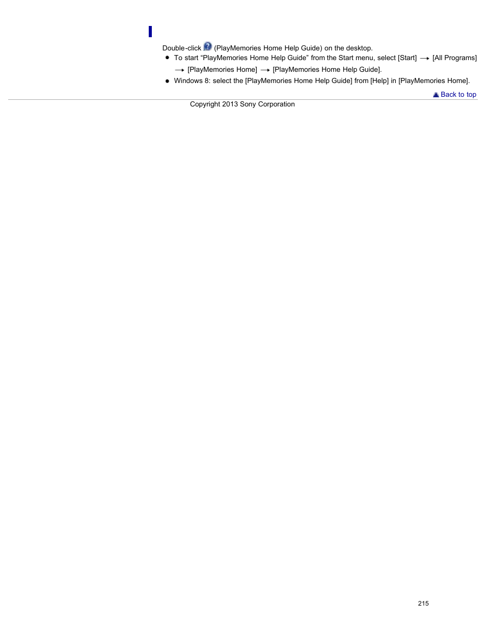 Accessing to “playmemories home help guide, Windows) | Sony DSC-RX100M2 User Manual | Page 224 / 269
