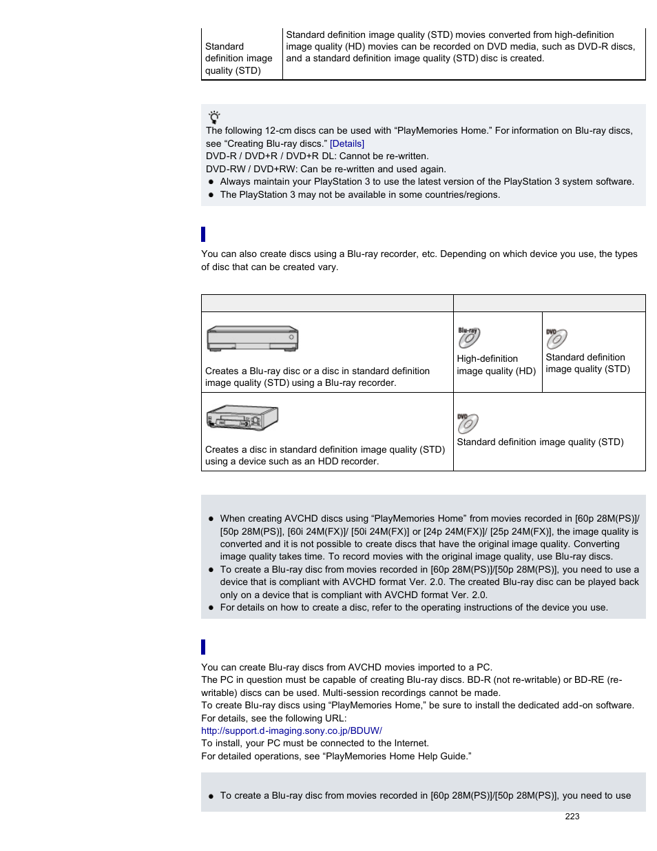 Creating blu-ray discs | Sony DSC-RX100M2 User Manual | Page 232 / 269