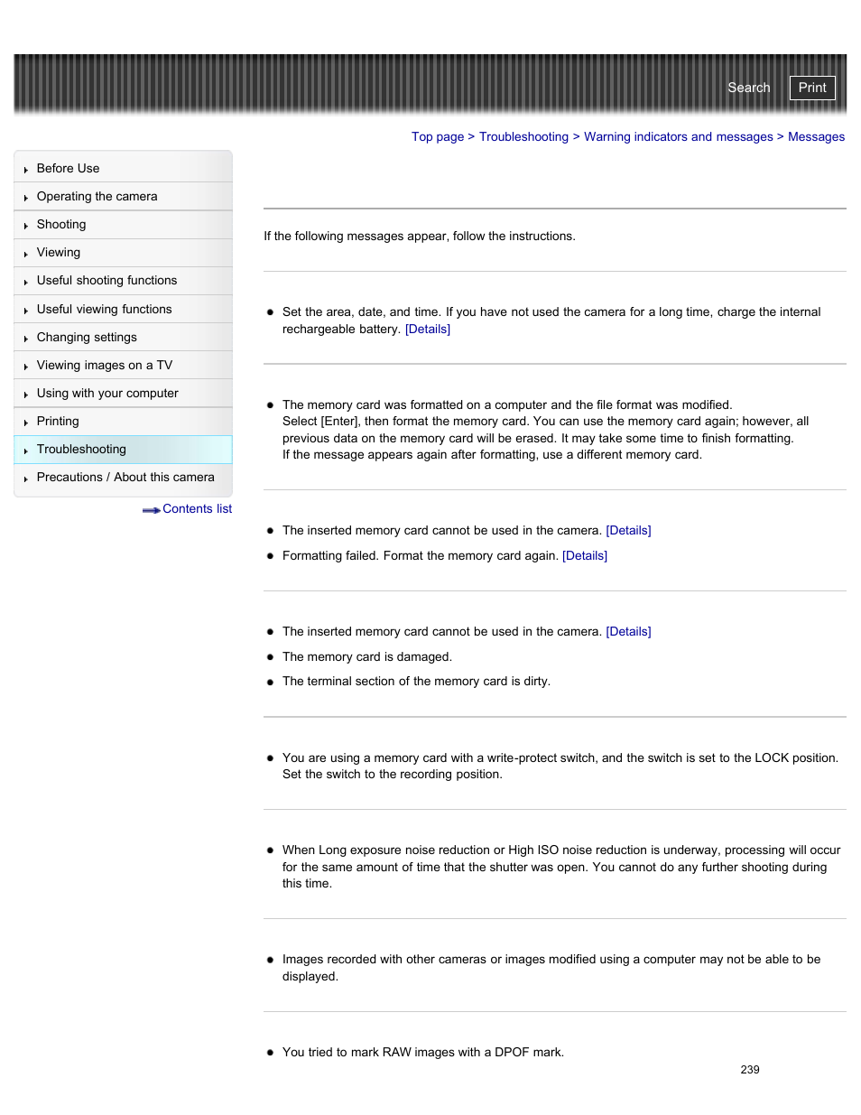 Messages, Cyber-shot user guide | Sony DSC-RX100M2 User Manual | Page 248 / 269