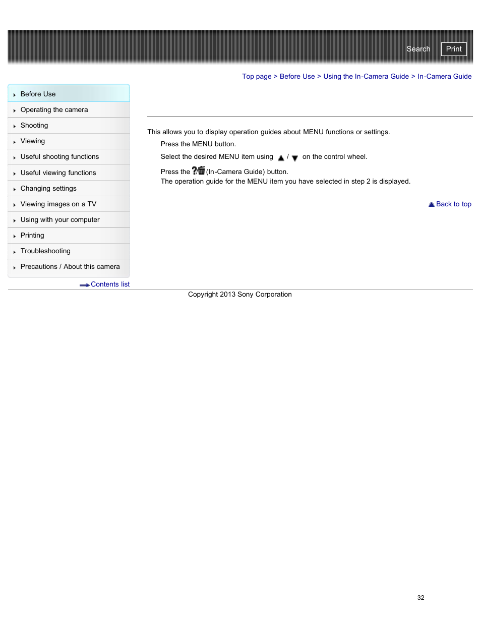 In-camera guide, Cyber-shot user guide | Sony DSC-RX100M2 User Manual | Page 41 / 269