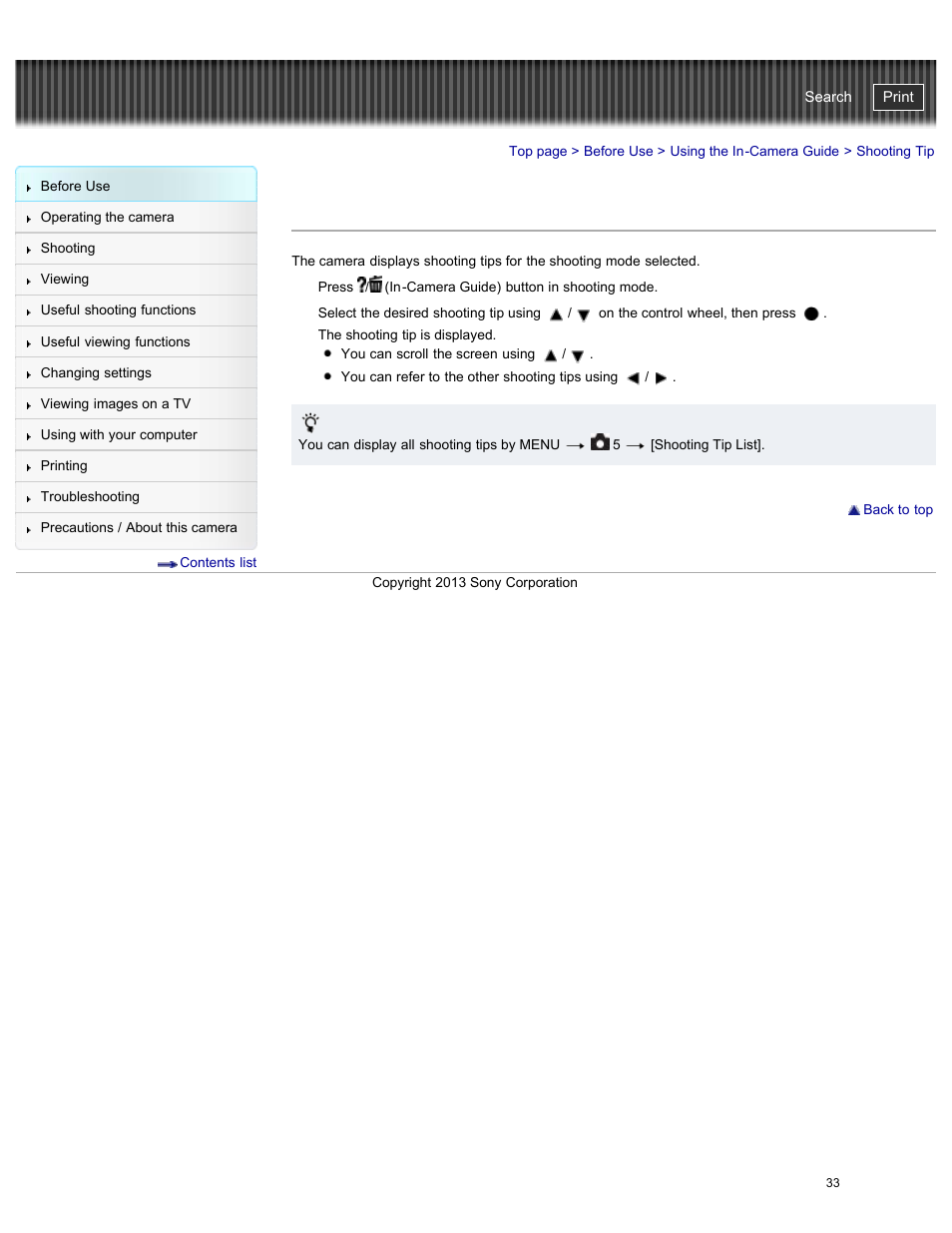 Shooting tip, Cyber-shot user guide | Sony DSC-RX100M2 User Manual | Page 42 / 269