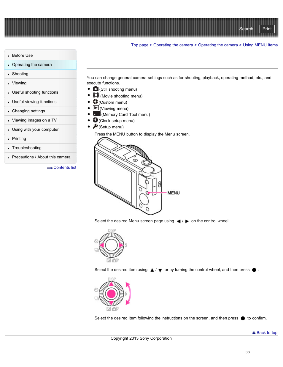 Using menu items, Cyber-shot user guide | Sony DSC-RX100M2 User Manual | Page 47 / 269