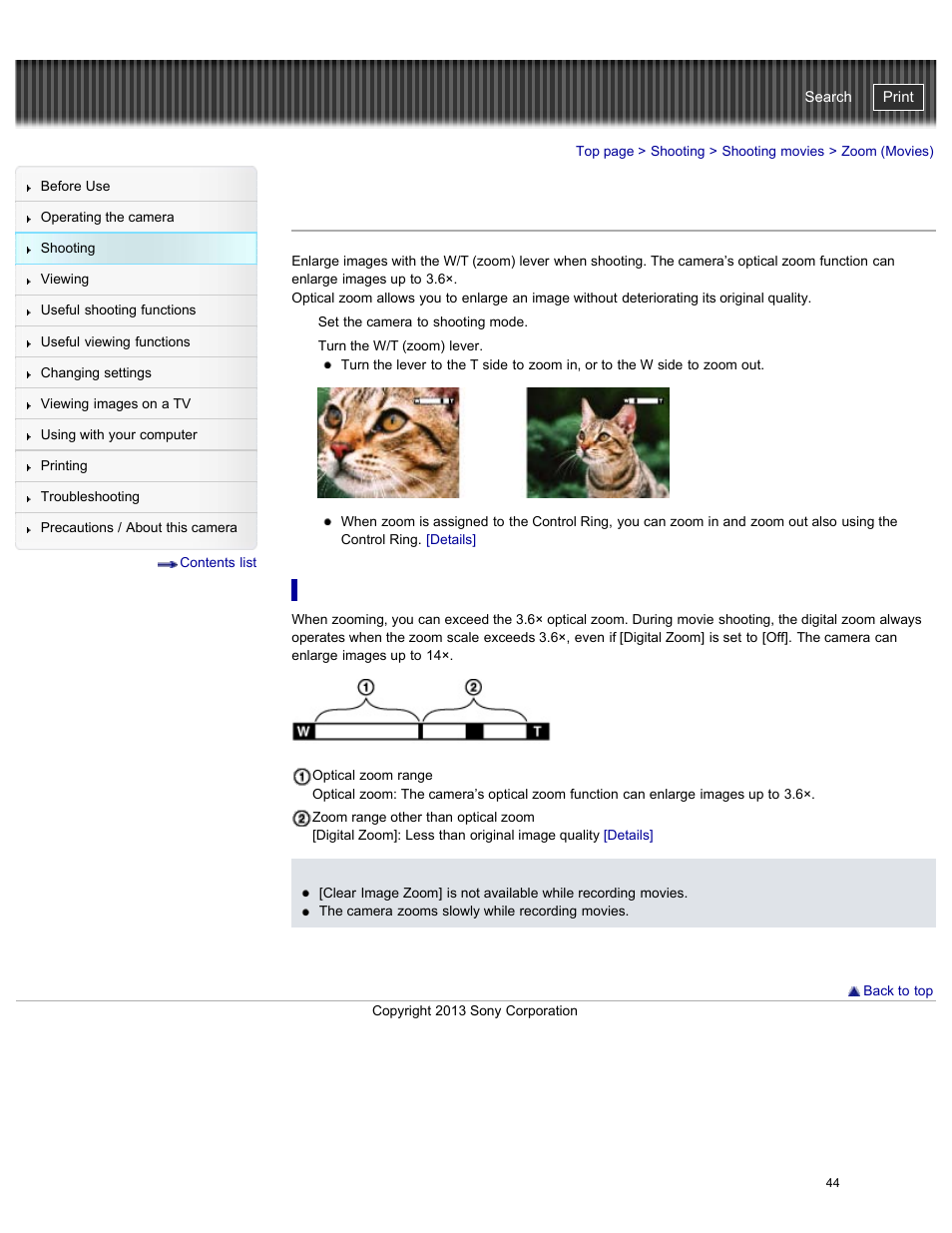 Zoom (movies), Cyber-shot user guide | Sony DSC-RX100M2 User Manual | Page 53 / 269