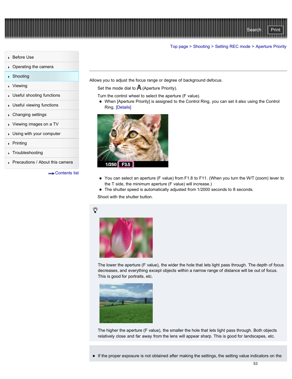 Aperture priority, Cyber-shot user guide | Sony DSC-RX100M2 User Manual | Page 62 / 269