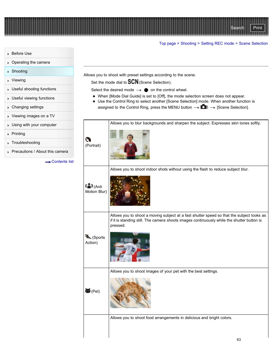 Scene selection, Cyber-shot user guide | Sony DSC-RX100M2 User Manual | Page 72 / 269