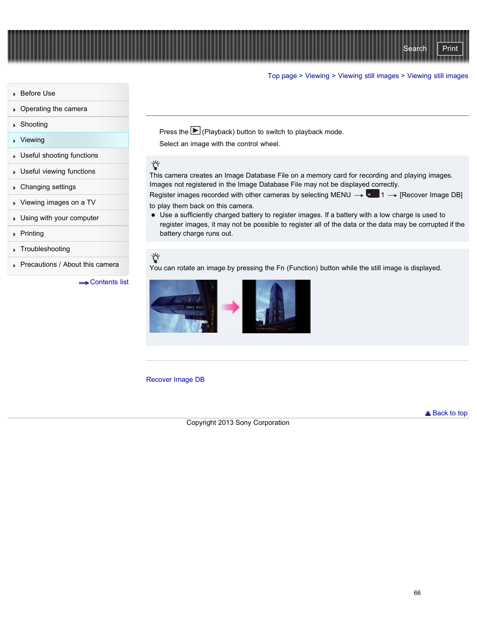 Viewing still images, Cyber-shot user guide | Sony DSC-RX100M2 User Manual | Page 75 / 269