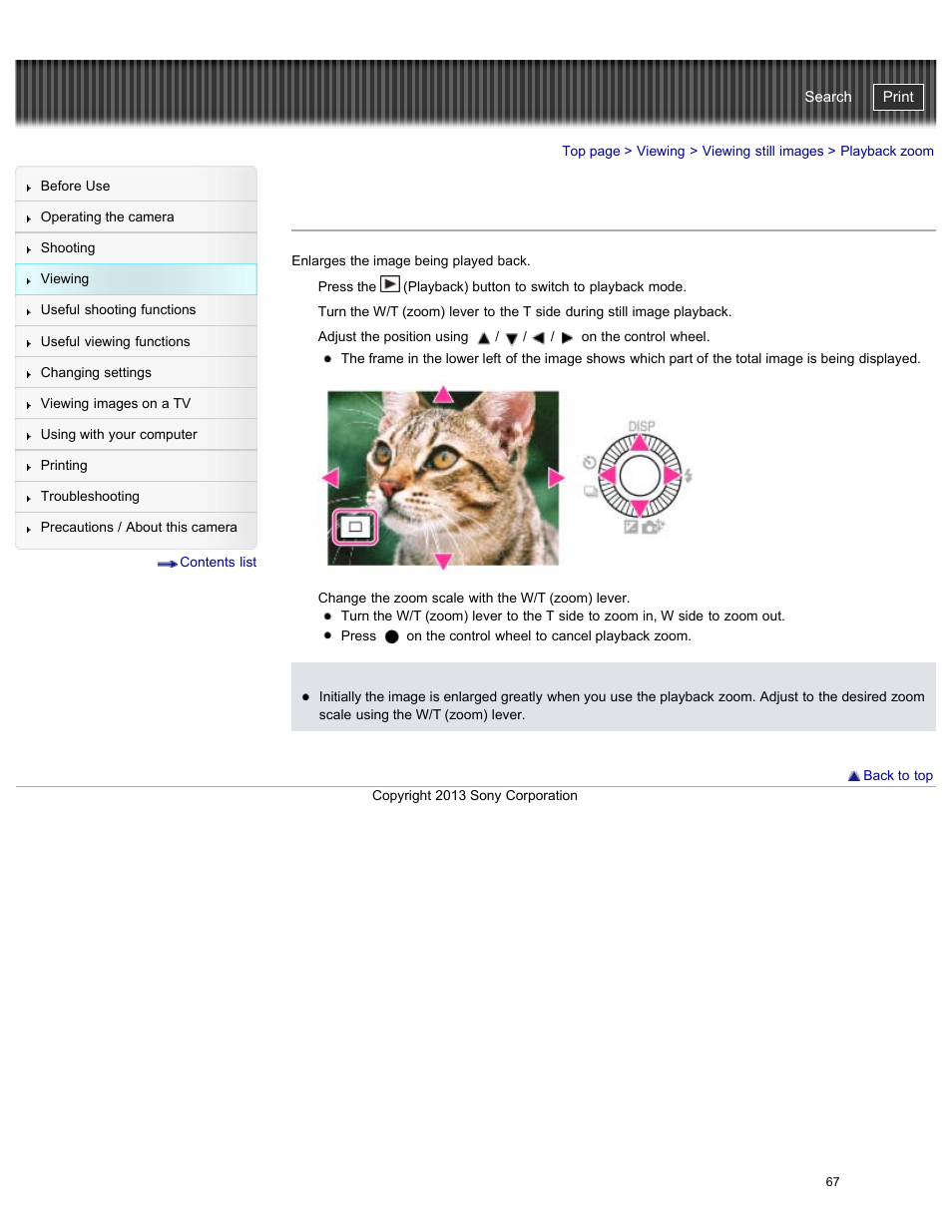 Playback zoom, Cyber-shot user guide | Sony DSC-RX100M2 User Manual | Page 76 / 269