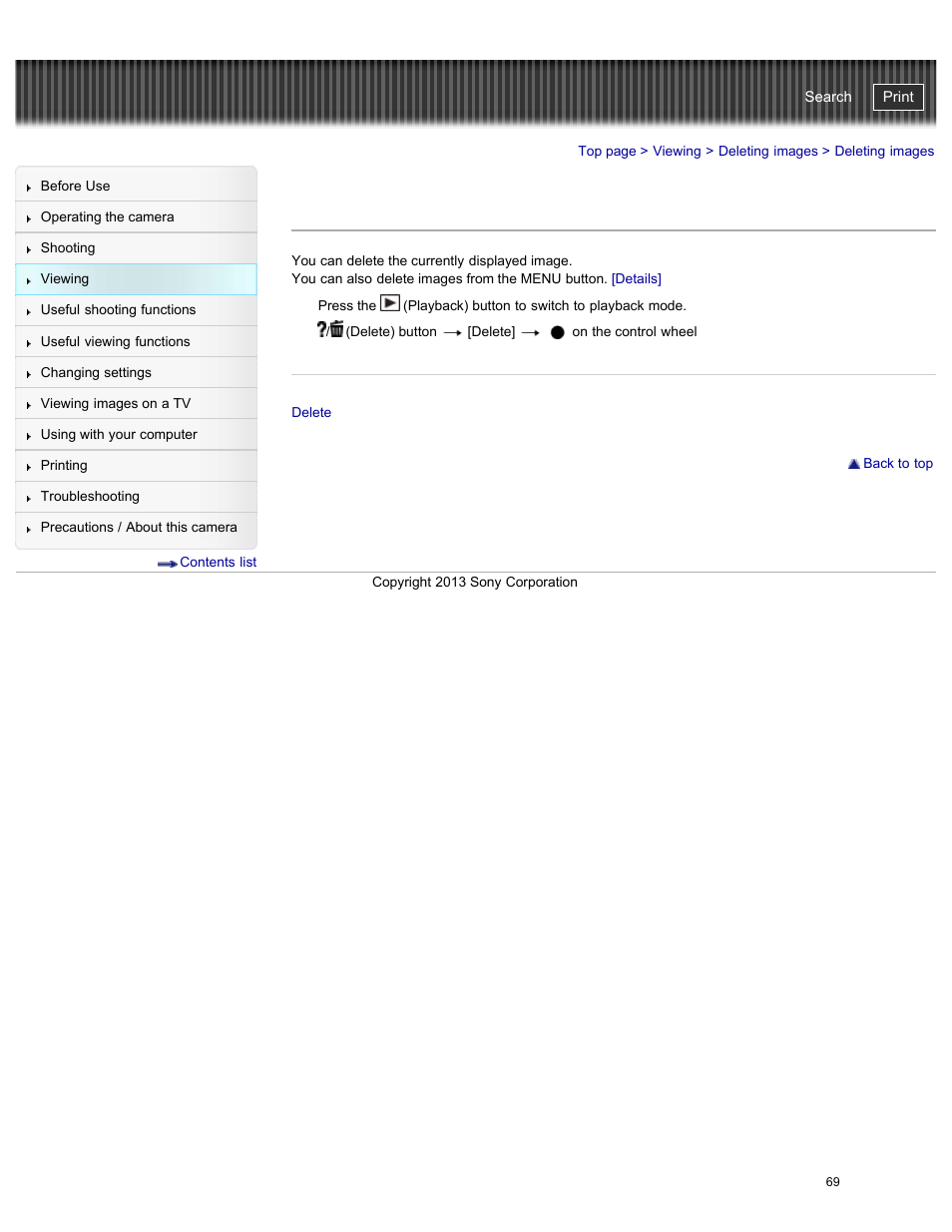 Deleting images, Cyber-shot user guide | Sony DSC-RX100M2 User Manual | Page 78 / 269