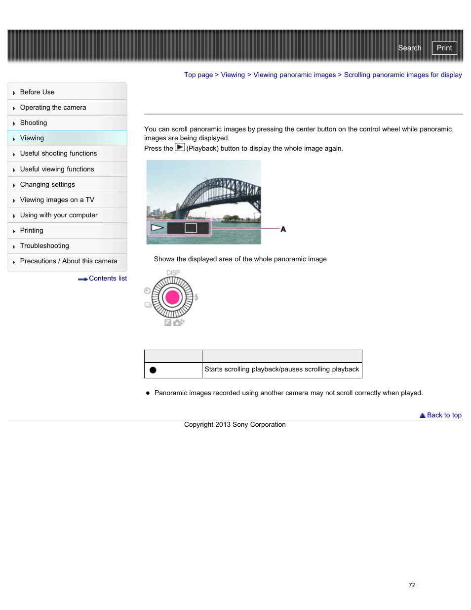 Scrolling panoramic images for display, Cyber-shot user guide | Sony DSC-RX100M2 User Manual | Page 81 / 269