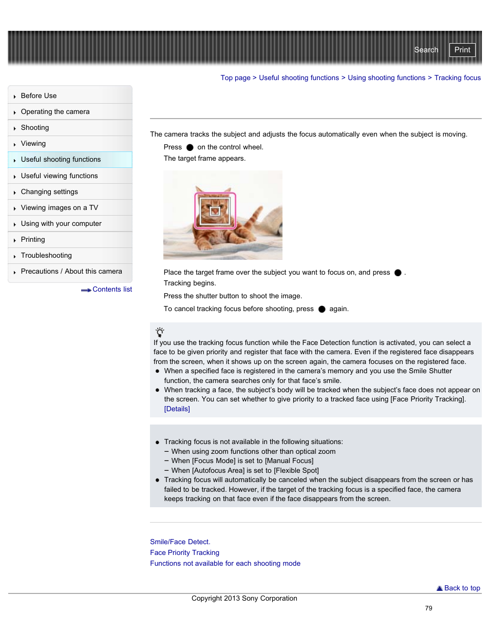 Tracking focus, Cyber-shot user guide | Sony DSC-RX100M2 User Manual | Page 88 / 269