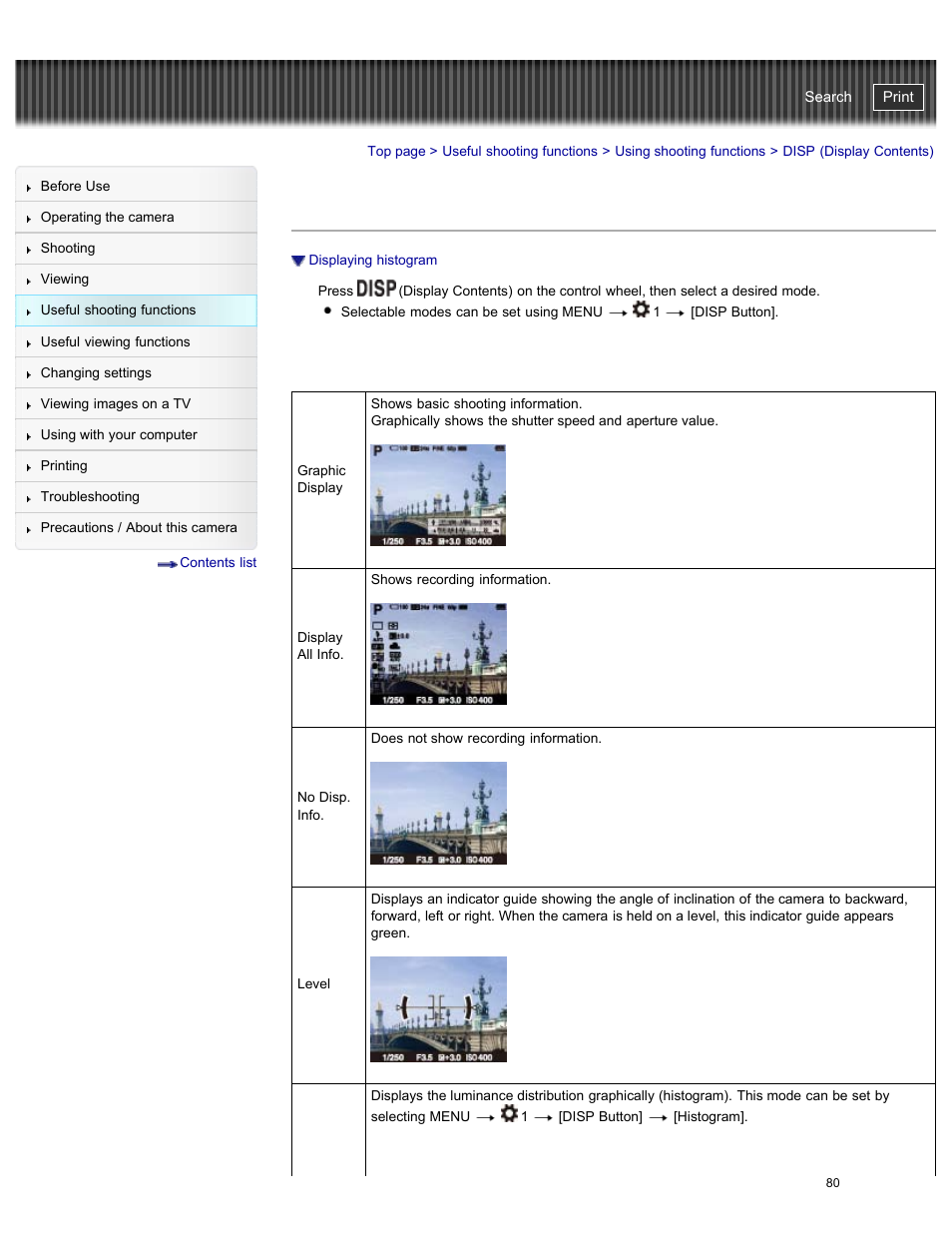 Disp (display contents), Cyber-shot user guide | Sony DSC-RX100M2 User Manual | Page 89 / 269