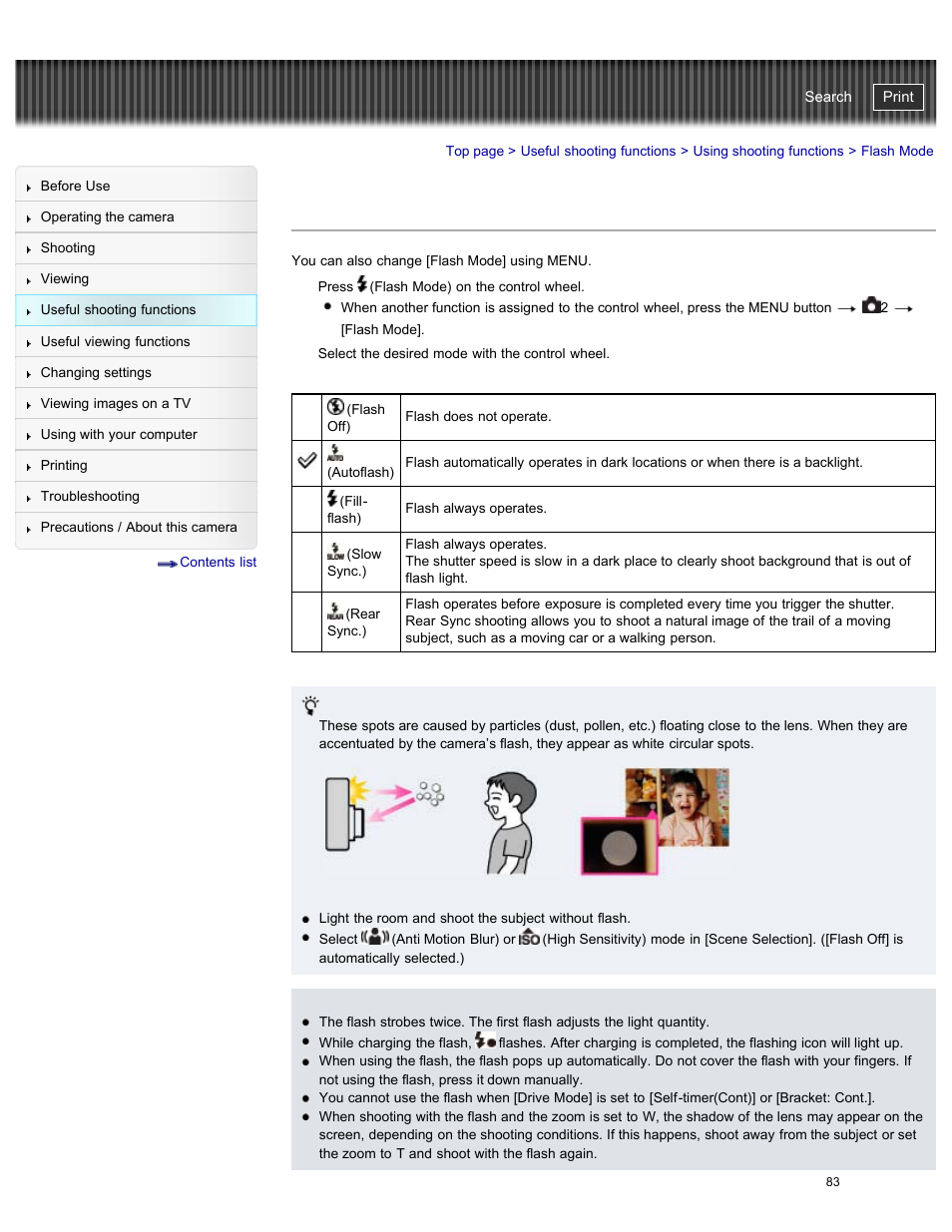 Flash mode, Cyber-shot user guide | Sony DSC-RX100M2 User Manual | Page 92 / 269