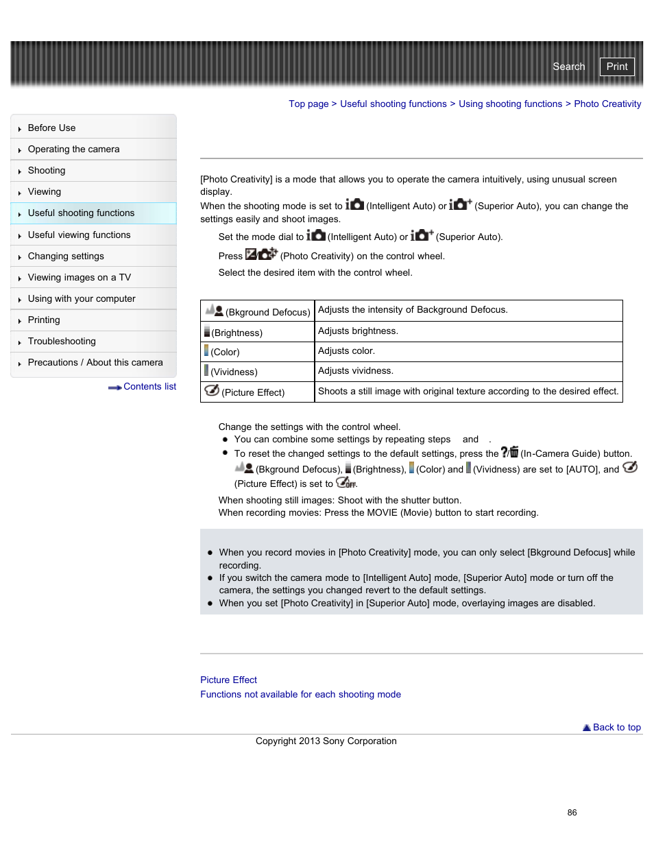Photo creativity, Cyber-shot user guide | Sony DSC-RX100M2 User Manual | Page 95 / 269