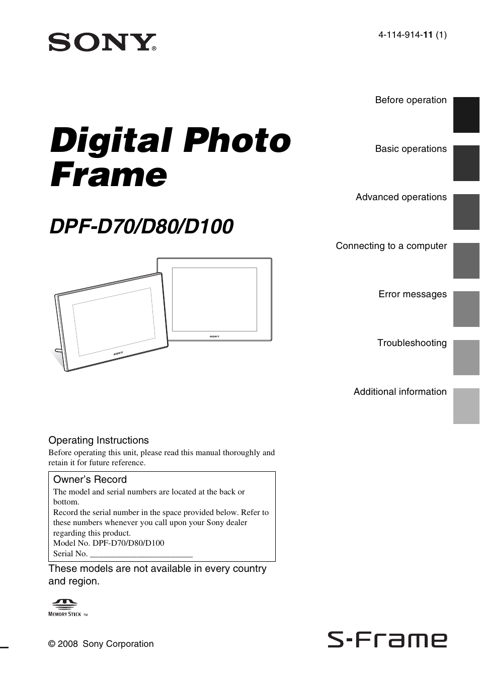 Sony DPF-D70 User Manual | 48 pages