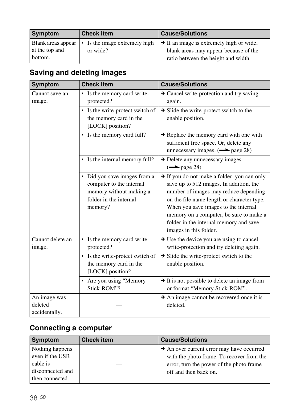 Saving and deleting images connecting a computer | Sony DPF-D70 User Manual | Page 38 / 48