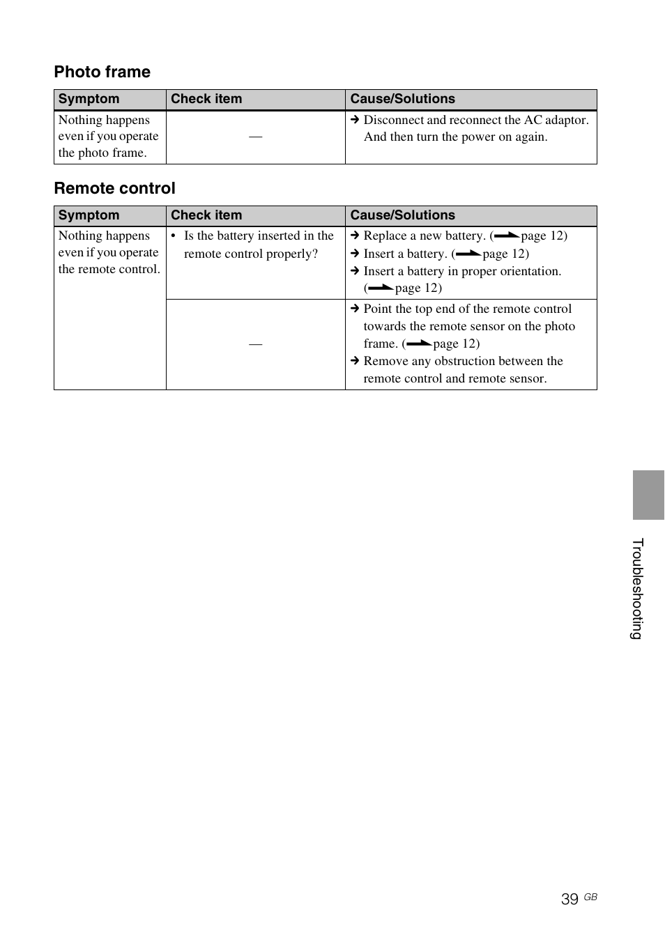 Photo frame remote control | Sony DPF-D70 User Manual | Page 39 / 48