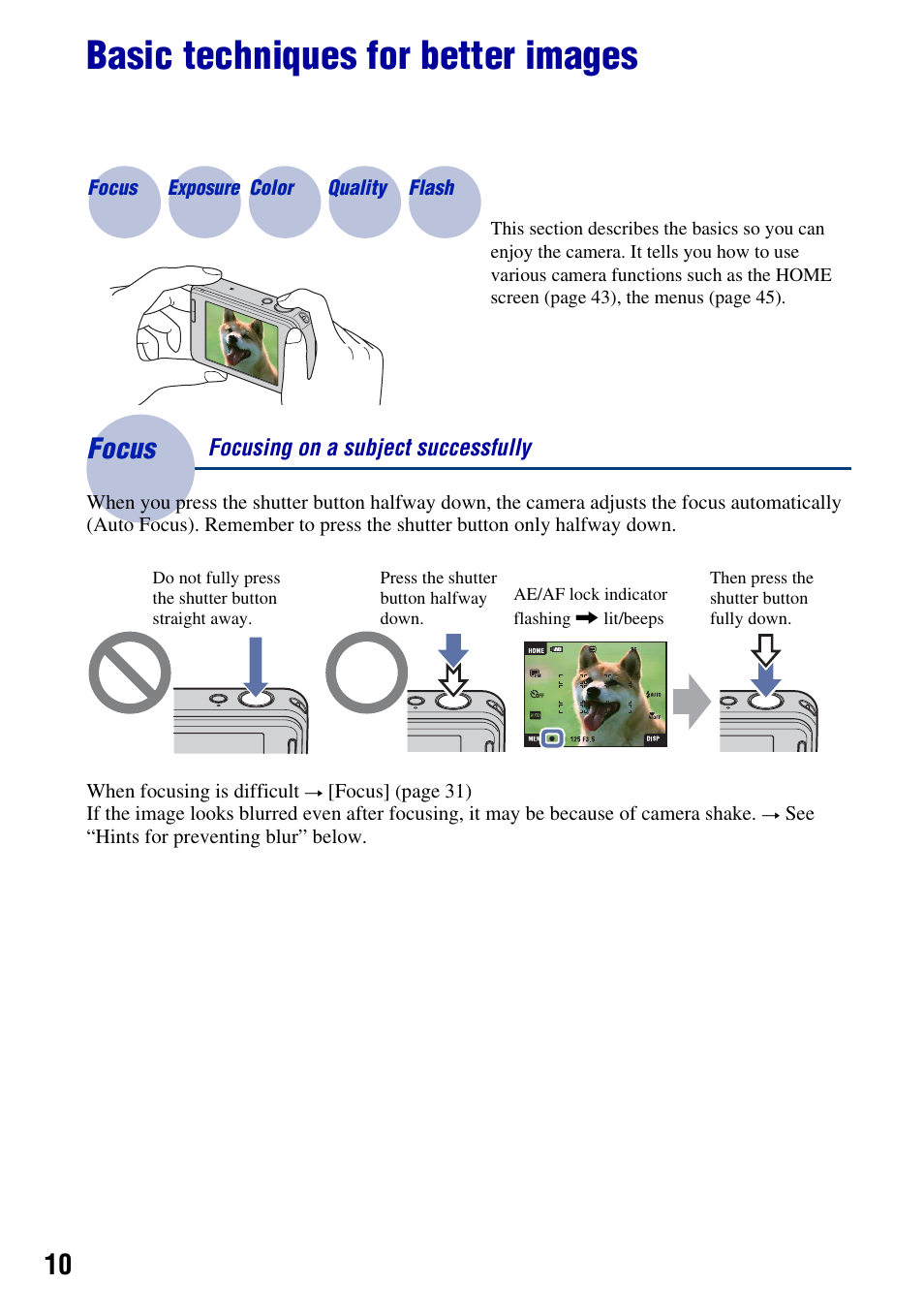 Basic techniques for better images, Focus, Focus – focusing on a subject successfully | Sony DSC-T2 User Manual | Page 10 / 131