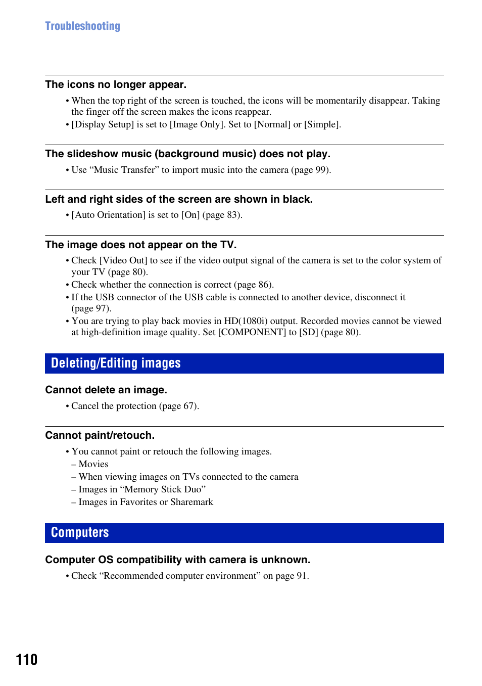 Deleting/editing images, Computers, Deleting/editing images computers | Sony DSC-T2 User Manual | Page 110 / 131