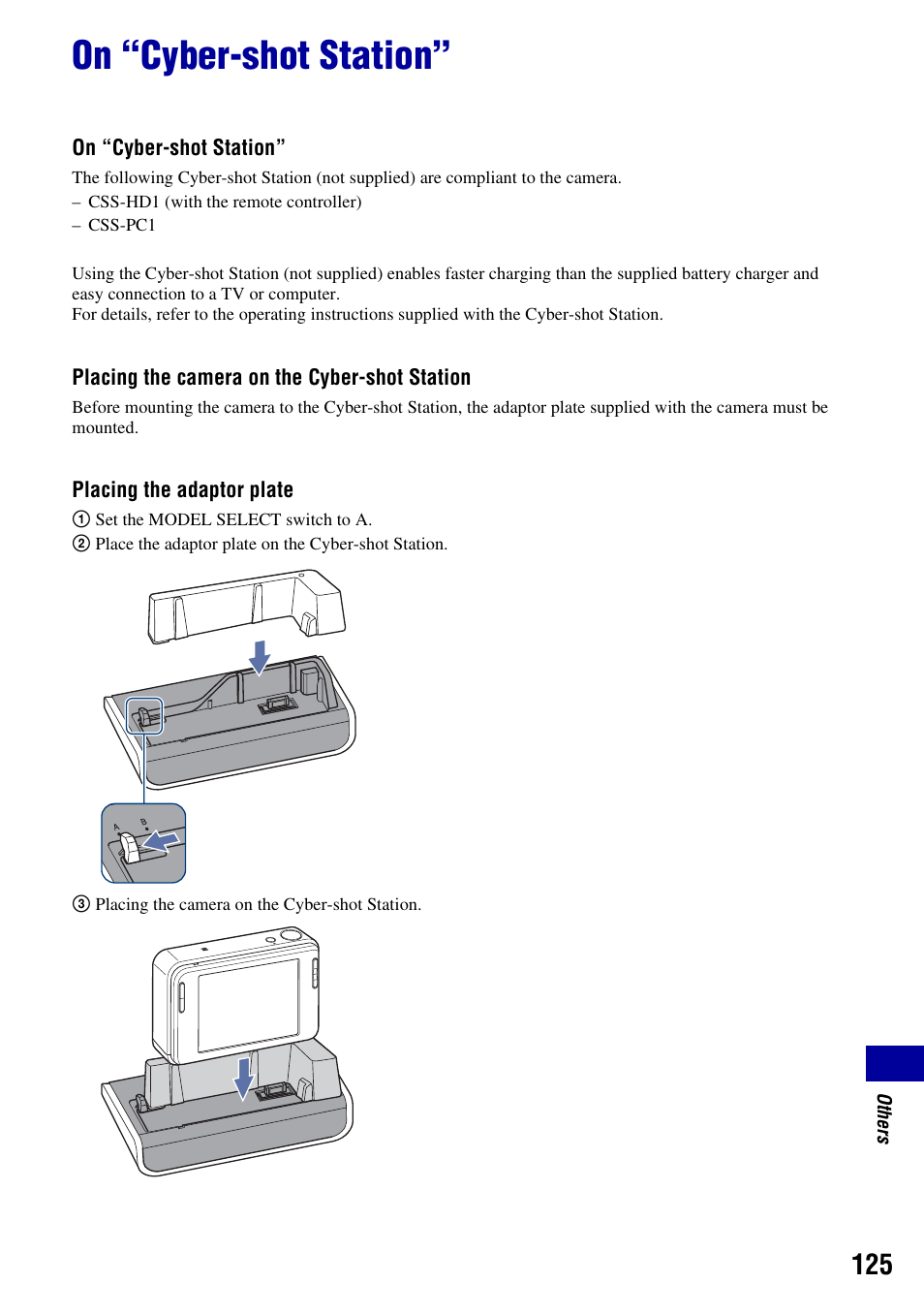 On “cyber-shot station | Sony DSC-T2 User Manual | Page 125 / 131