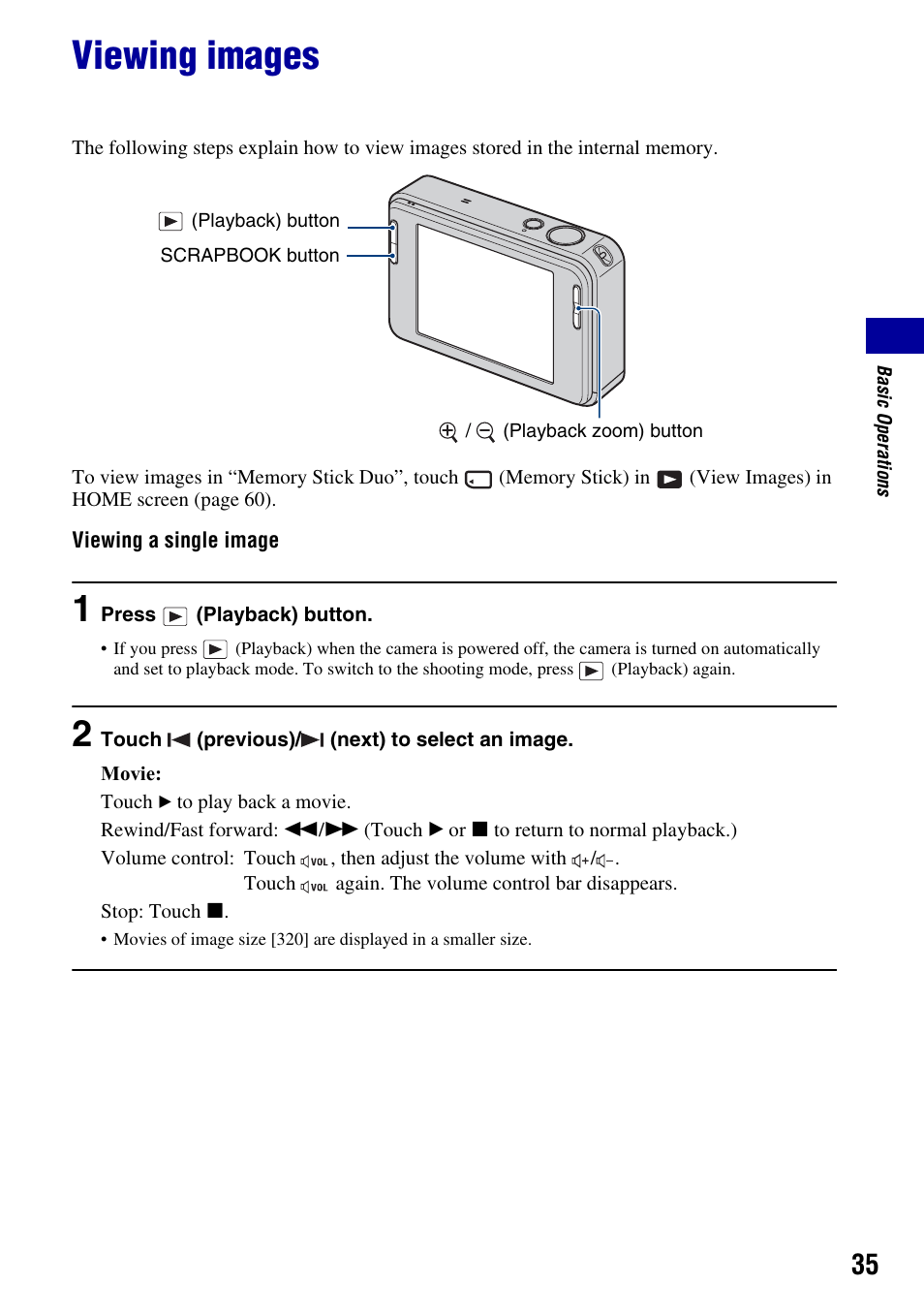 Viewing images, Tton (35), Me (35) | K (35) | Sony DSC-T2 User Manual | Page 35 / 131