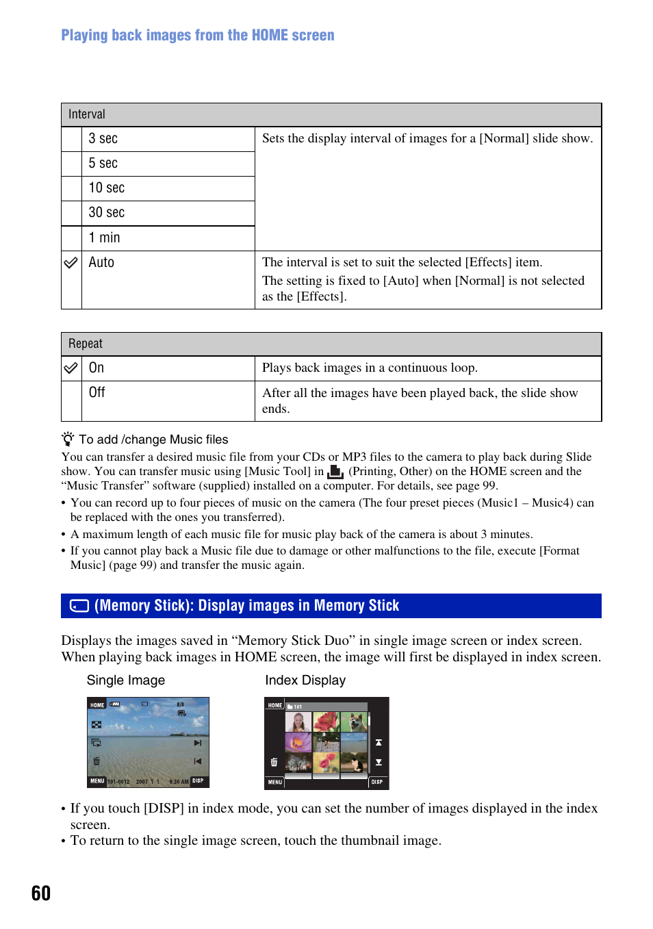 Memory stick): display images in memory stick | Sony DSC-T2 User Manual | Page 60 / 131