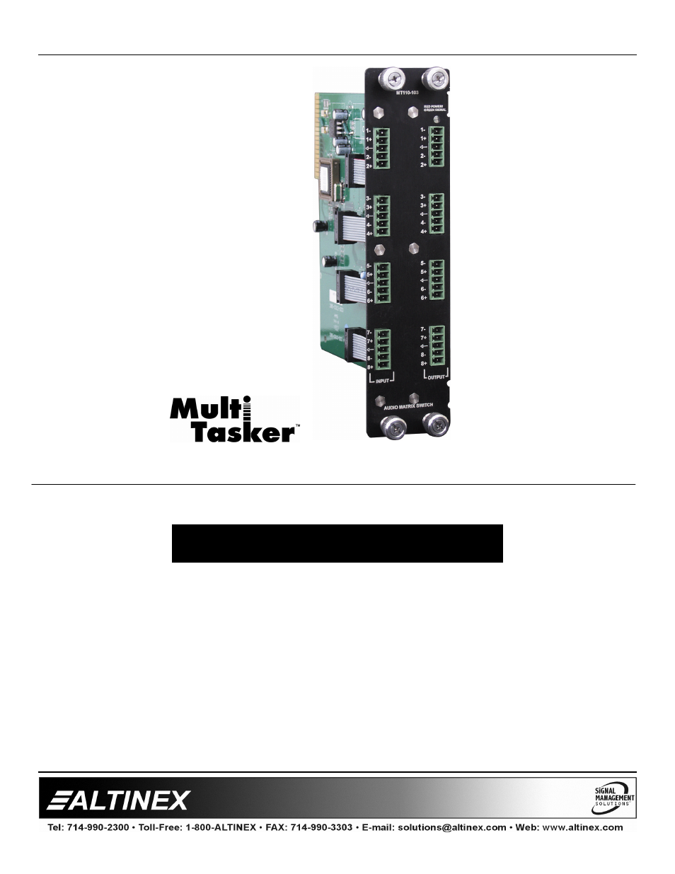 Altinex MT110-101 User Manual | 26 pages