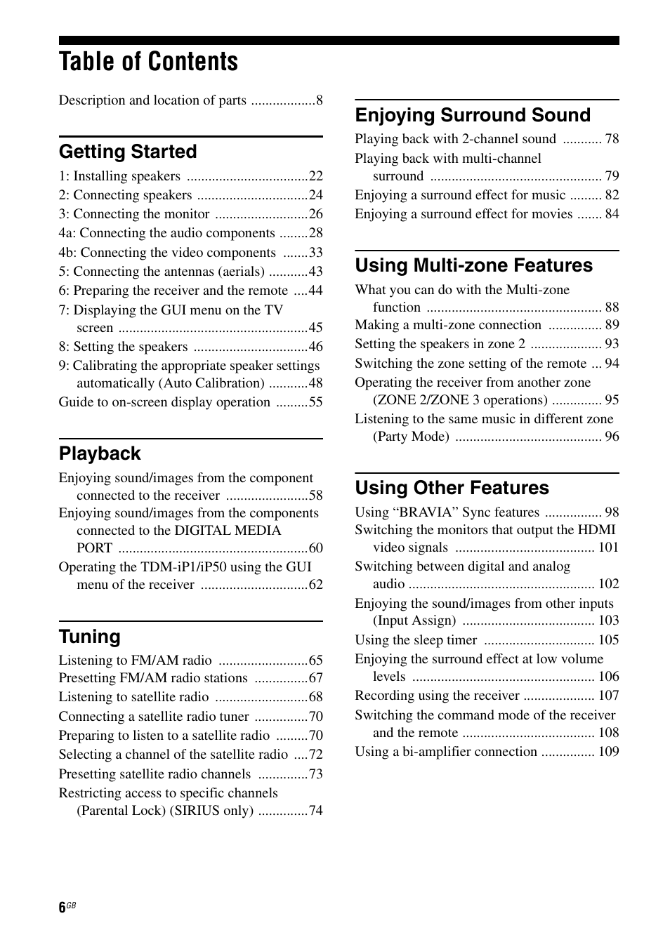 Sony STR-DA6400ES User Manual | Page 6 / 175