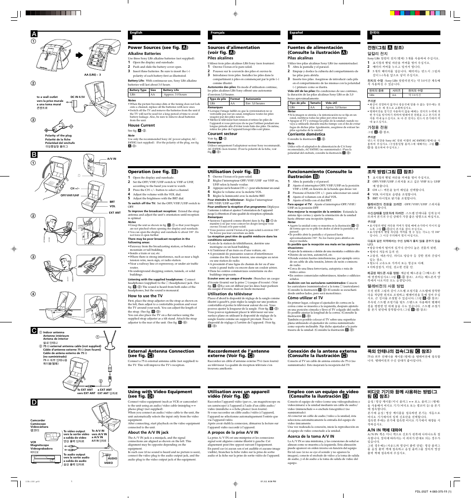 Sony FDL-252T User Manual | 2 pages