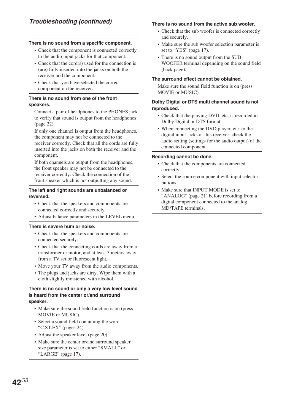 Sony STR-DE495 User Manual | Page 42 / 48