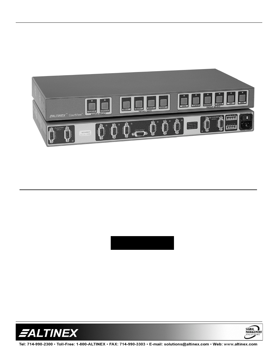 Altinex MX2426CV User Manual | 11 pages