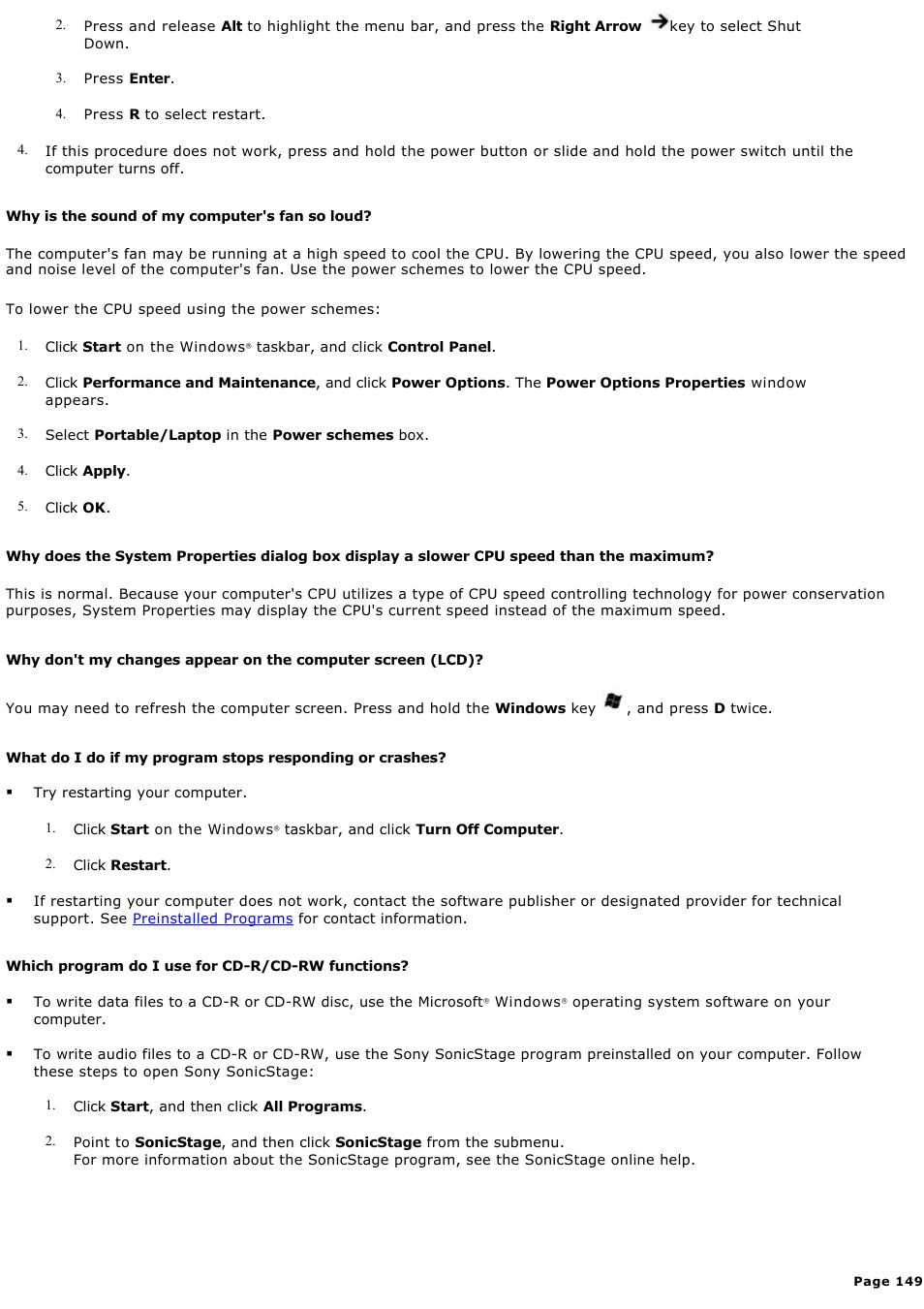 Sony PCG-K23 User Manual | Page 149 / 149