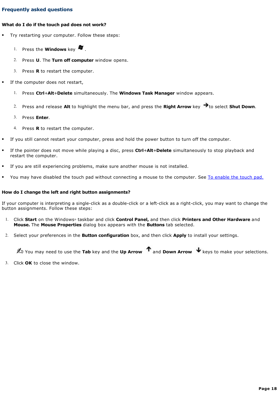 Frequently asked questions | Sony PCG-K23 User Manual | Page 18 / 149