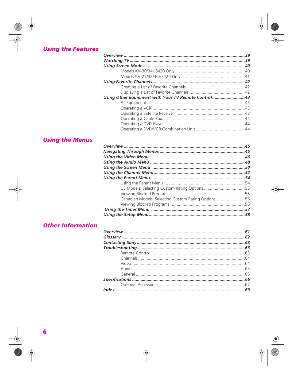 Sony KV-34HS420 User Manual | Page 7 / 73