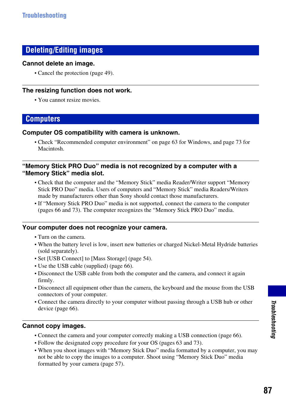 Deleting/editing images, Computers, Deleting/editing images computers | Sony DSC-S930 User Manual | Page 87 / 100