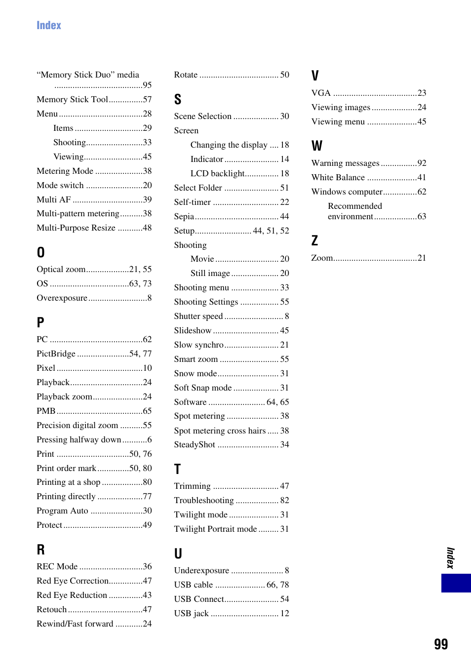 Sony DSC-S930 User Manual | Page 99 / 100