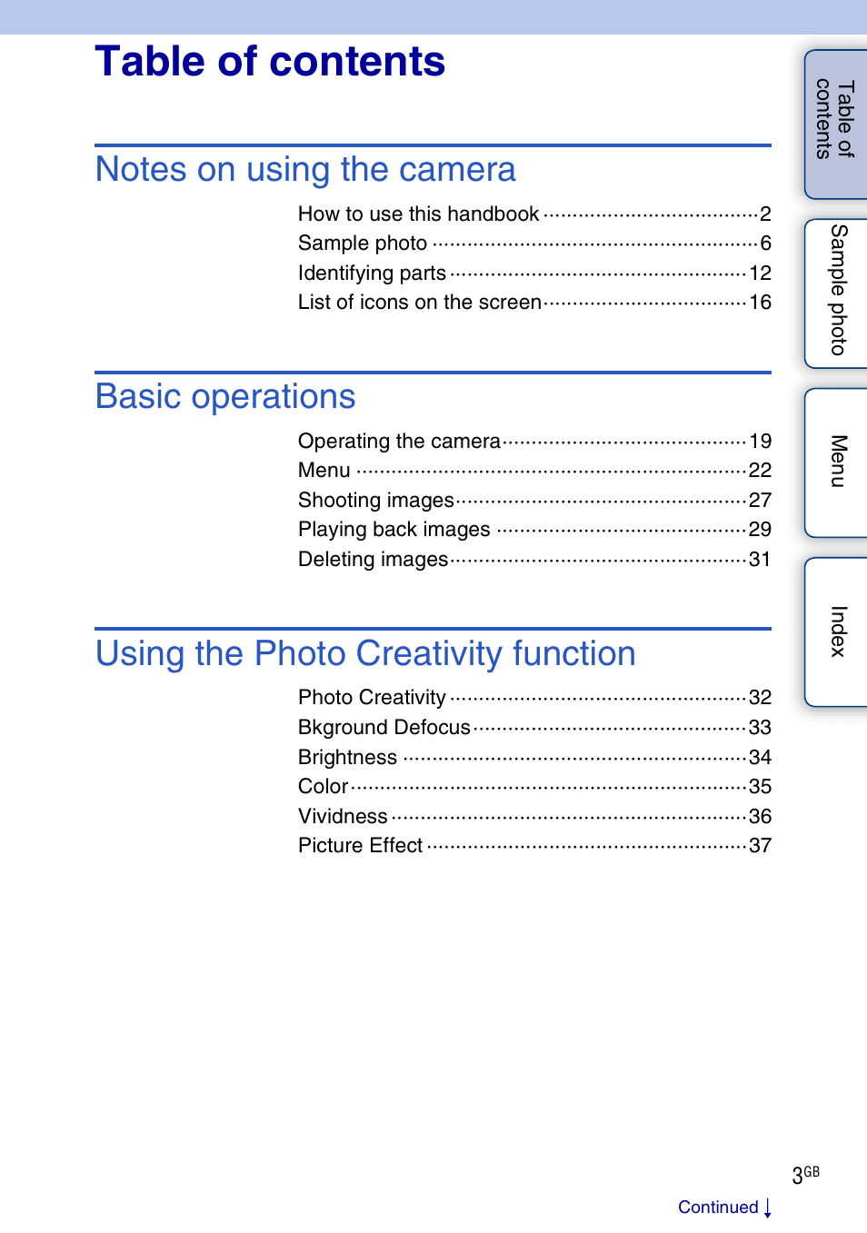 Sony ILCE-3000 User Manual | Page 3 / 195