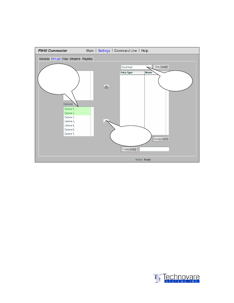 Using the software, Settings), Continued adding devices to groups | Sony ICS-FW40 User Manual | Page 17 / 31