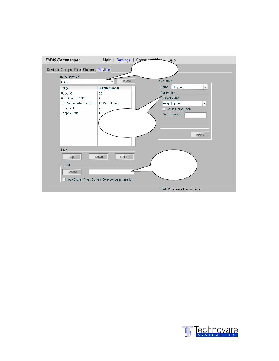 Using the software, Settings), Continued creating playlists | Sony ICS-FW40 User Manual | Page 20 / 31