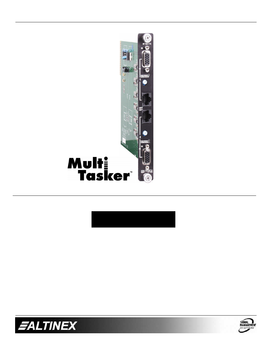 Altinex VGA to CAT-5 Transmitter Card MT103-115 User Manual | 8 pages