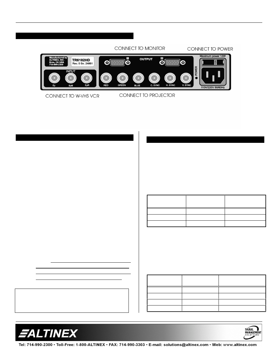 Transcoders | Altinex HDTV/DVD/Component Video to RGBHV Transcoder TR6102HD User Manual | Page 5 / 7