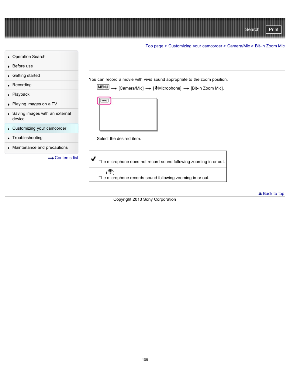 Blt-in zoom mic, Handycam" user guide | Sony HDR-CX290 User Manual | Page 116 / 213