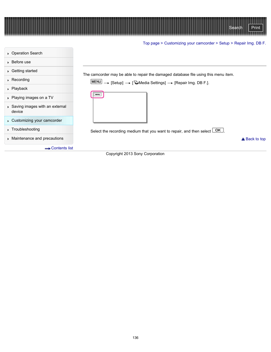 Repair img. db f, Handycam" user guide | Sony HDR-CX290 User Manual | Page 143 / 213