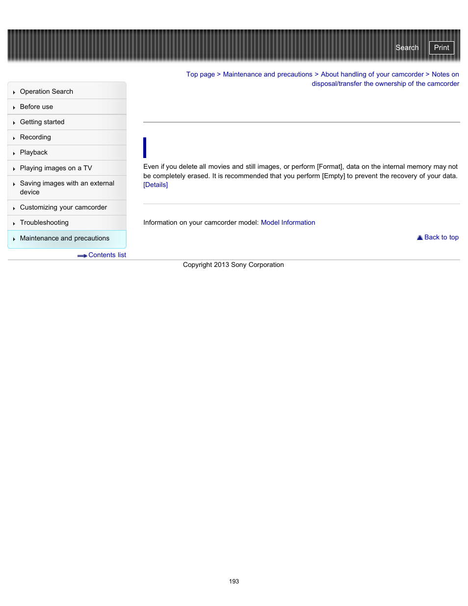 Handycam" user guide | Sony HDR-CX290 User Manual | Page 200 / 213