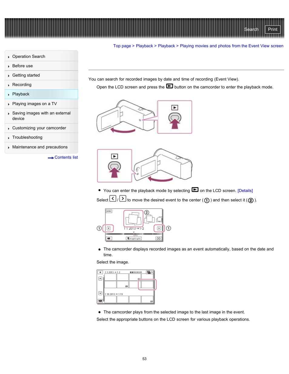 Handycam" user guide | Sony HDR-CX290 User Manual | Page 60 / 213