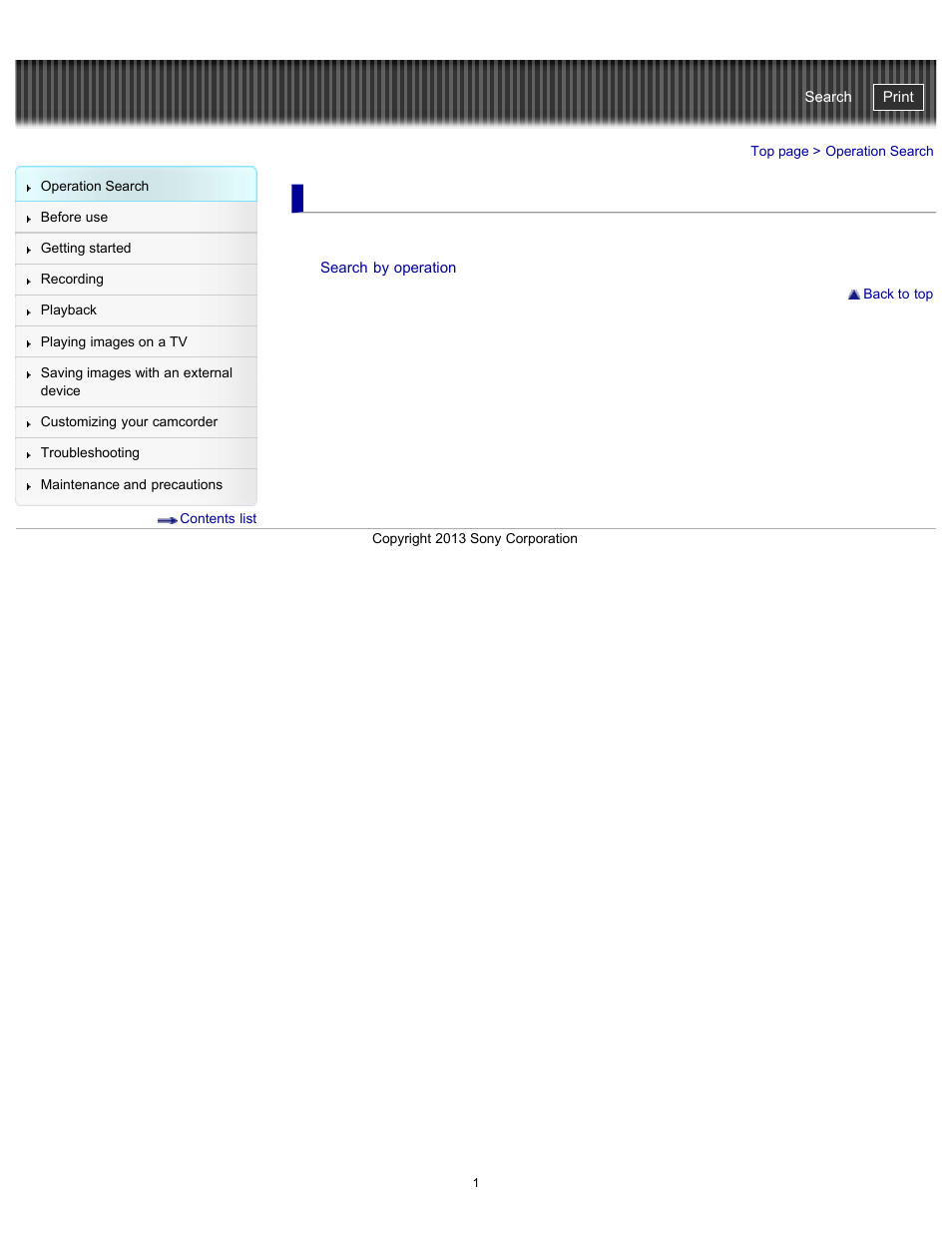 Operation search, Handycam" user guide | Sony HDR-CX290 User Manual | Page 8 / 213