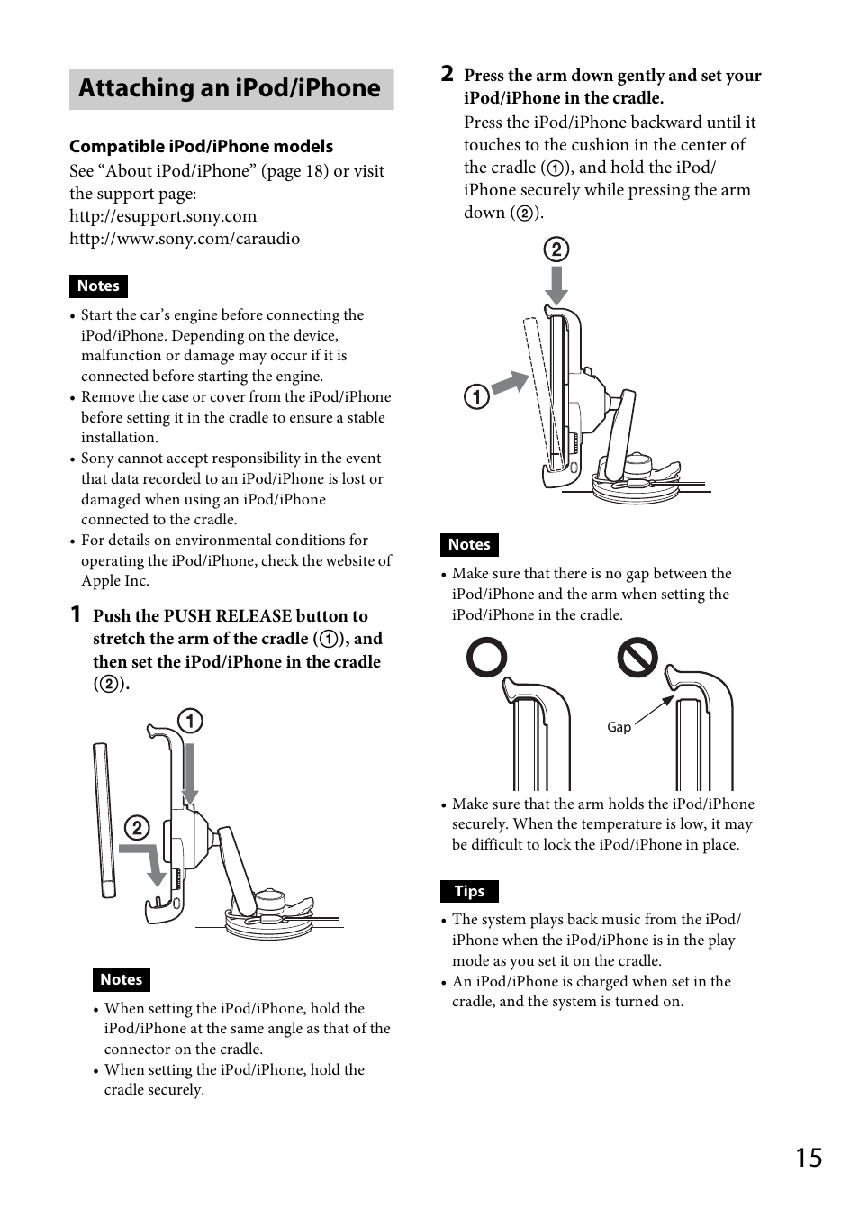 Attaching an ipod/iphone | Sony XDP-MU110 User Manual | Page 15 / 44